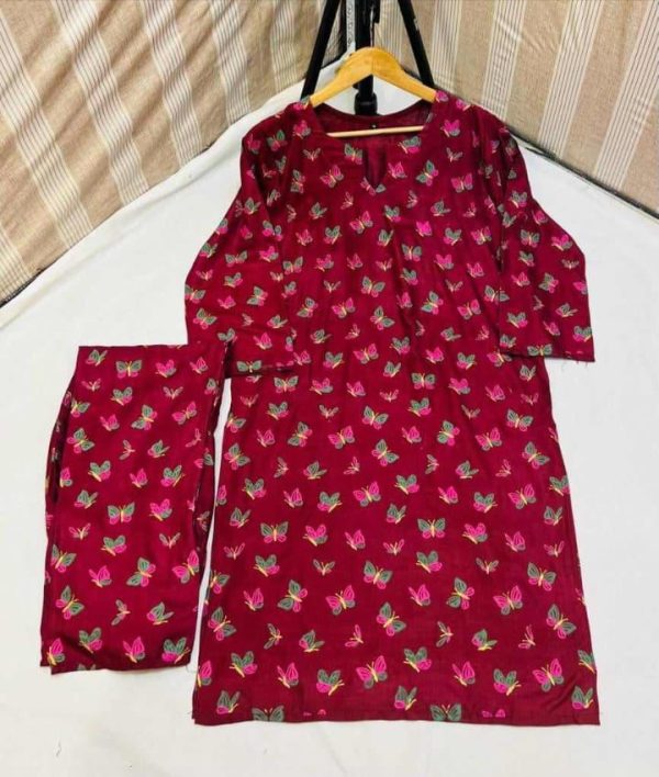 Butterfly Print 2pc Linen Dress